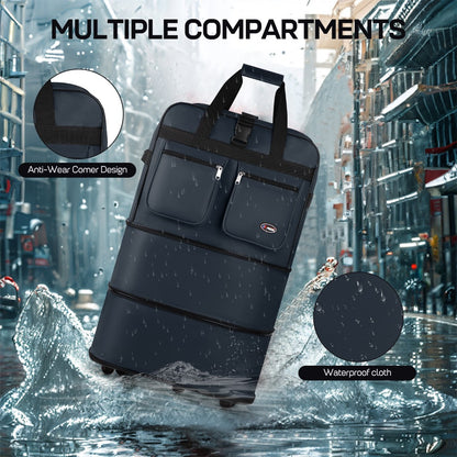Multi-Functional Expandable Foldable Luggage with Spinner Wheels & Removable Strap,Water-repellent Collapsible Rolling Suitcase,Large Capacity Travel Bag for Home Storage,Moving,Trip, Outdoor Sport - 30in 36in 40in - Red/Navy/Black