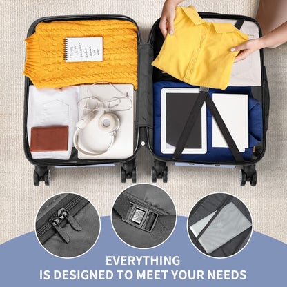 3pcs Hard Luggage Set with Combination Lock And 360° Spinner Wheels - Lightweight Carry-On Check-In Suitcases (20"/24"/28"), Durable PP And Iron-Aluminum Frame, Zipper Closure for Business Travel, Airplane, Train