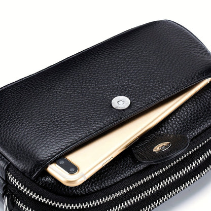 Crossbody Bags for Women Small Genuine Leather Shoulder Purse Cross Body Bag with Triple Top Zipper Adjustable Strap - Stylish & Functional - For Everyday Use & Travel - Perfect Gift for Women