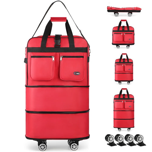 30" 36" Soft Expandable Foldable Luggage Bag with Removable Spinner Wheels,3-Layer Collapsible Suitcase Bag, Water-Resistant Large Capacity Rolling Duffle Bag for Home Storage Moving Travel