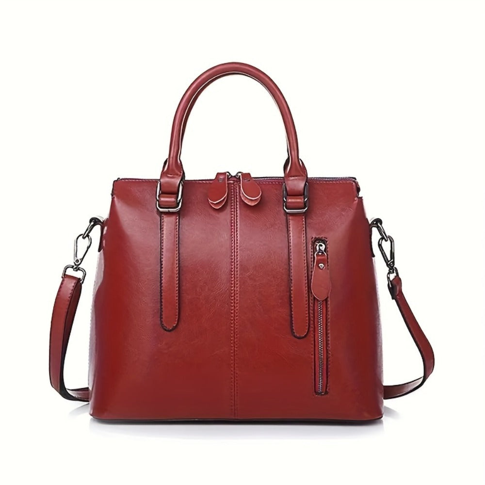 Genuine Leather Women's Bag, Fashionable Women's Hand-held Crossbody, One Shoulder Oil Wax Cowhide Bag, Office, Travel, Ladies' Gifts, Mother's Day Gifts, Christmas Gifts, Valentine's Day Gift, Best for Christmas