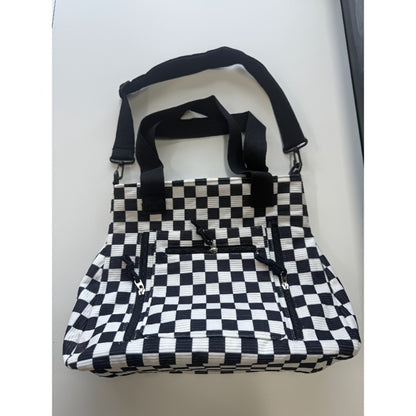 Multi-compartment Textured Checkered Bag | Ideal for Daily Commute, School & Outdoor Trips | Stylish Versatile Multi-purpose Shoulder & Crossbody BagCheckered Tote Bag | Large Capacity Commuter Bag