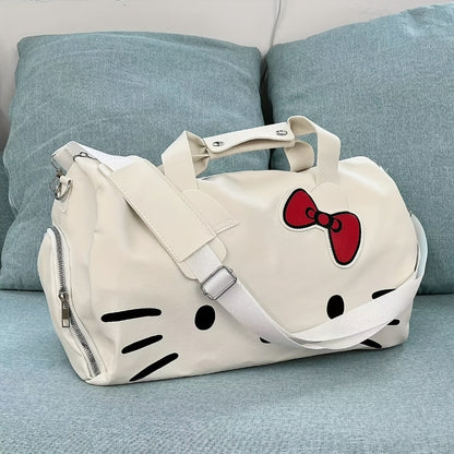 Sanrio Hello Kitty Travel Duffel Bag for Women Weekender Overnight Bags with Shoe Compartment Carry On Duffle Bag Adjustable Sports Gym Tote Bags