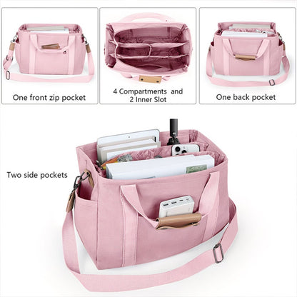 New Large Capacity Canvas Tote Bag with Multi Pockets Crossbody Tote Bag for Women Bible Handbag Everything Tote Bags with Compartments, Suit for Travel, Daily And Work