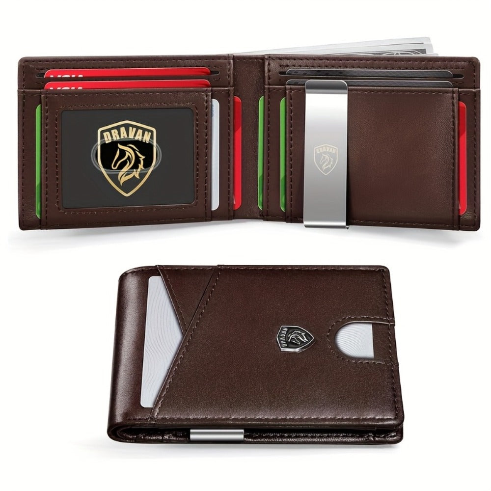 Ultra-Thin RFID Blocking Wallet for Men - 11 Card Slots Slim Front Pocket Minimalist Credit Card Holder with Carbon Fiber Money Clip & Gift Box
