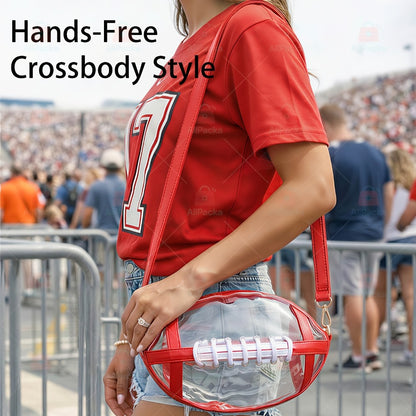 2026 New Stadium Approved Clear PVC Crossbody Bag Ideal For Concerts, Sports, And Outdoor Events Durable And Easy To Clean Features Front Zipper Pocket And Mesh Side Pockets.