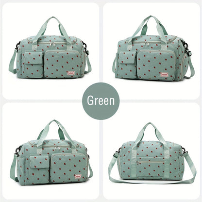 2pcs Checkered Travel Duffel Bag with Makeup Bag for Women Fordable Gym Bag Carry On Weekender Bag with Shoe Compartment