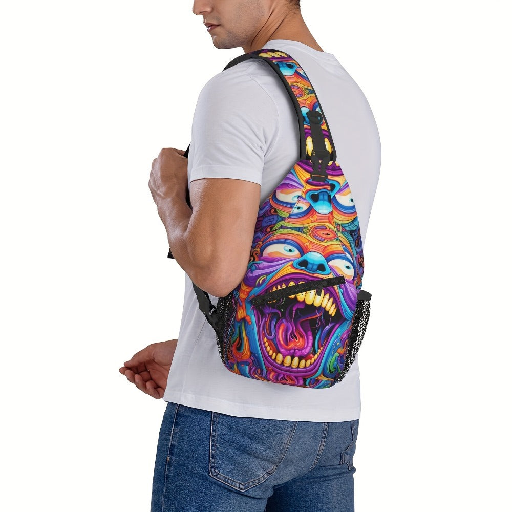 Crossbody Chest Bag Hiking Backpack Cartoon Disgusting Mouth Shoulder Bag Folding Large Capacity Fashion Durable Can Be Used for Shopping, Work, Travel Beach Bag Fishing Backpack Travel Additions Must Have Backpack for School Back Christmas Gifts
