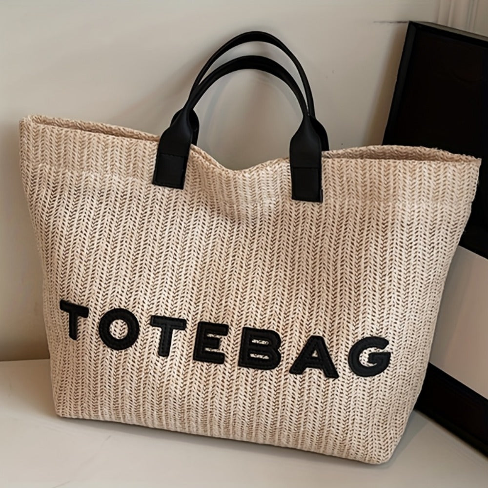 Tote Bag for Women – for Travel & Work, Woven Vacation Beach Mixed Color | Bag Vero – detail view 5