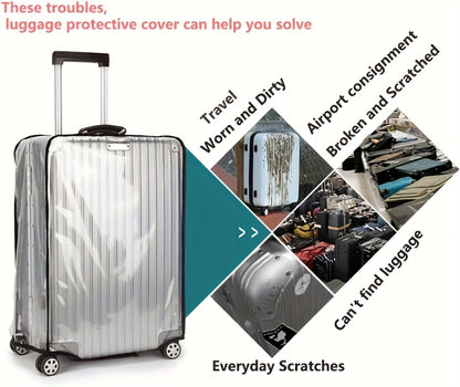 3pcs Clear PVC Luggage Covers, Scratch-resistant and Durable. Suitable for 20/24/28-inch Suitcases, with Reinforced Edge Design and Multi-size Compatibility.