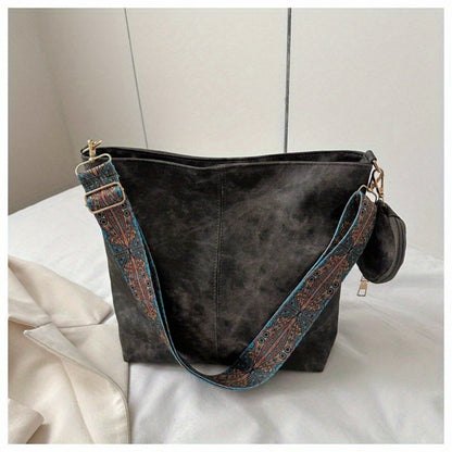 [Elegant Tote] 2pcs Tote Bag | Large Capacity | Retro Texture, Oily Wax Texture, Smooth Texture | Detachable Wallet | Shoulder Bag for Women | Best Birthday Gifts, Christmas And Valentine's Day Gifts | Bohemian