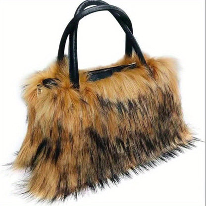 [Ideal Gift] Women's Shoulder Bags, Plush Bags, Faux Mink Fur Bags, Handbags, Tote Bags, Plush Handbags, Available in Five Colors. Ideal Gifts for Girlfriends And Mothers. High-End And Fashionable Tote Bags, Crossbody Bags. Free Pendant Or Headband Gift