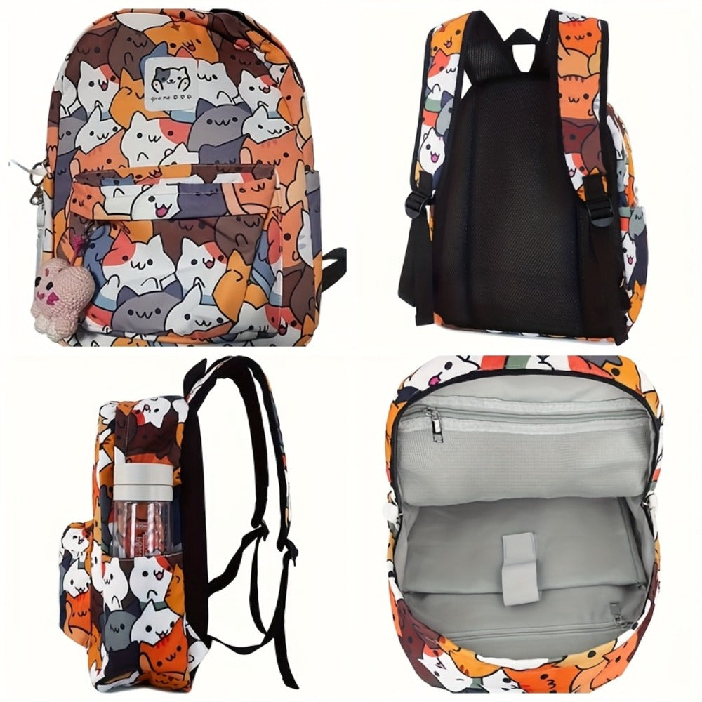Ideal Present - Educational Backpack - 1pc Adorable Feline Design Rucksack, Trendy Backpack - Computer Bag - Academic Backpacks - Spacious, Honeycomb Air Cushion for Weight Relief, Suitable for Various Situations Like Outings, Shopping, School, Etc