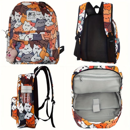 Ideal Present - Educational Backpack - 1pc Adorable Feline Design Rucksack, Trendy Backpack - Computer Bag - Academic Backpacks - Spacious, Honeycomb Air Cushion for Weight Relief, Suitable for Various Situations Like Outings, Shopping, School, Etc