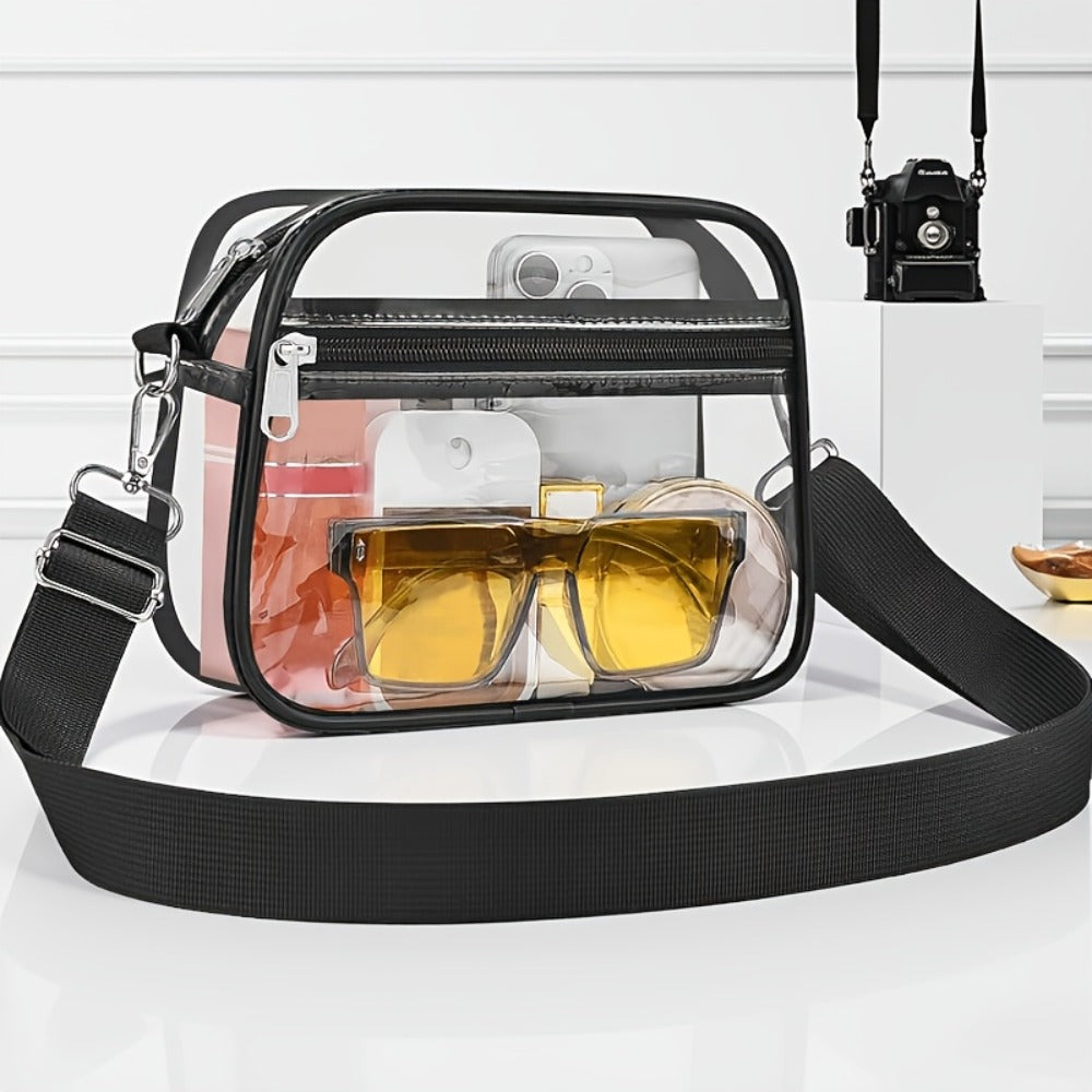 PVC Transparent Crossbody Bag, Suitable For Various Occasions When Going Out. It Is Simple, Casual And Convenient For Quick Security Check. It Is Suitable For Both Men And Women.