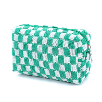 2pcs Checkered Travel Duffel Bag with Makeup Bag for Women Fordable Gym Bag Carry On Weekender Bag with Shoe Compartment