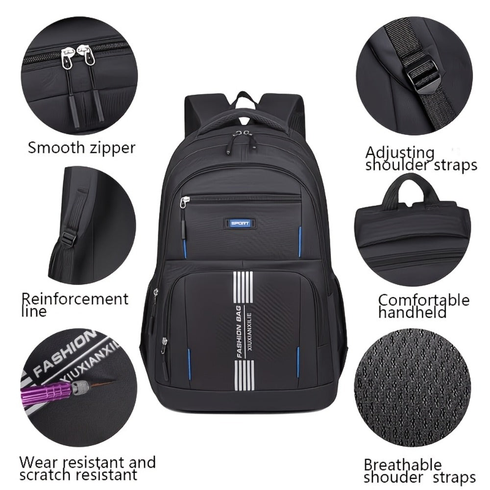 3pcs Men'S Backpacks With Multiple Compartments, Large Capacity, Fashionable Travel Backpacks, Laptop Bags, And Commuting And School Backpacks