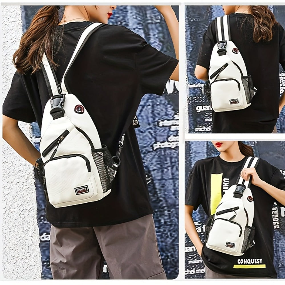 Women & Men Small Backpack With Earphone Hole - Multi-Functional Chest Bag - For Travel, Sports & Everyday Use - Perfect Gift for Students & Hikers