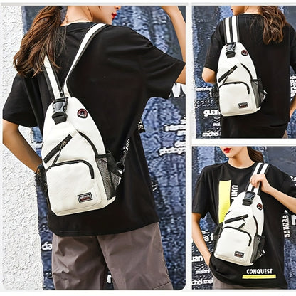 Women & Men Small Backpack With Earphone Hole - Multi-Functional Chest Bag - For Travel, Sports & Everyday Use - Perfect Gift for Students & Hikers