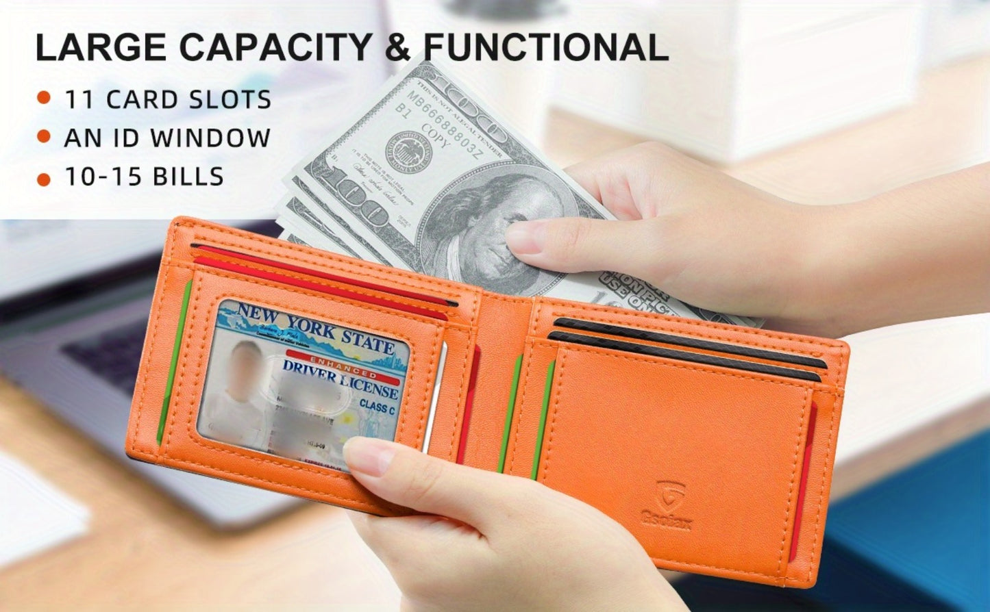 A Stylish Ultra-thin, Simple Design RFID Anti-eavesdropping Bifold Carbon Fiber Wallet, Small and Portable, Multi-color Optional, Equipped with Exquisite Gift Box Packaging