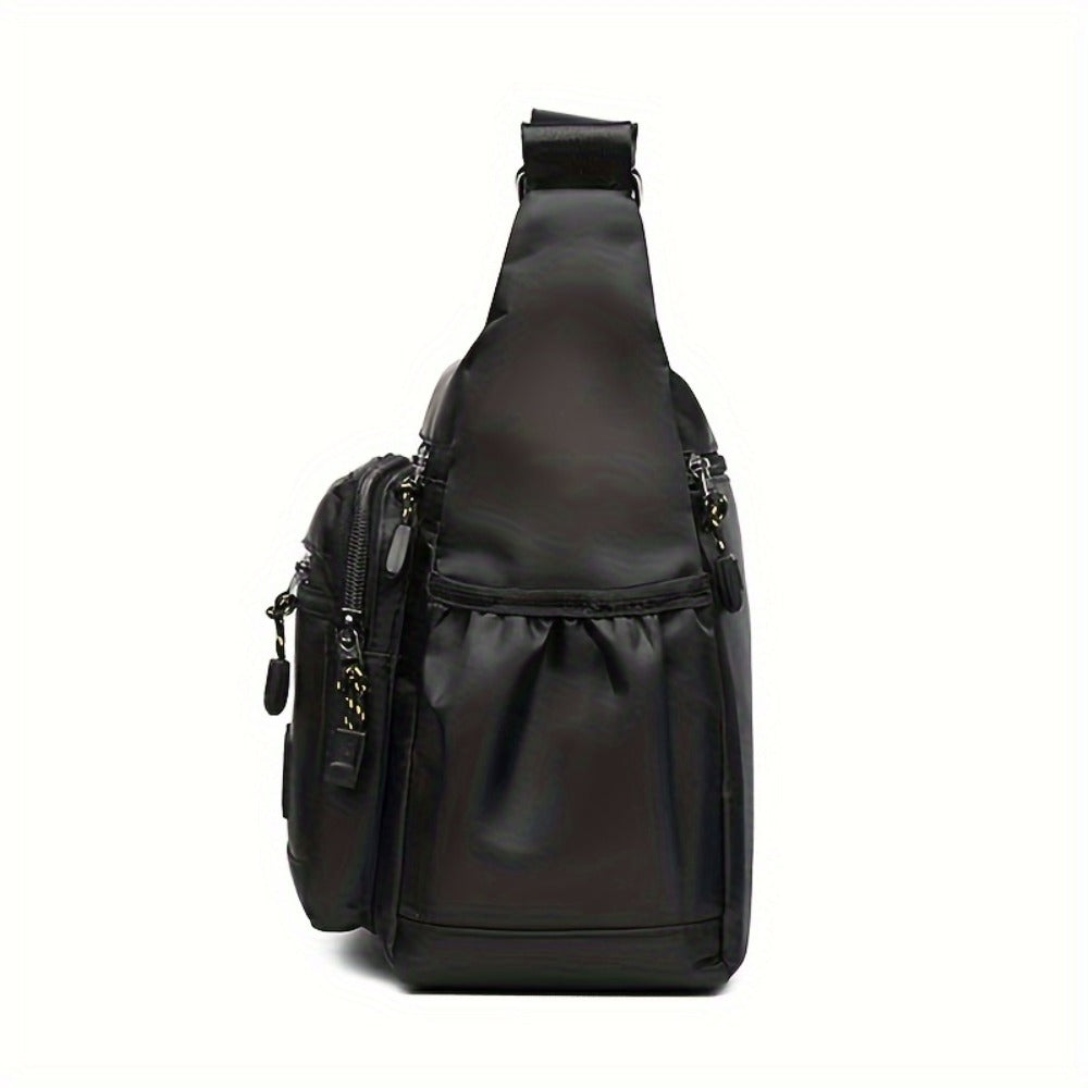 Unisex Adjustable Strap Crossbody Backpack | Multi-pocket Durable Nylon Messenger Bag, Suitable for Daily Commuting, Work, and Travel, Available in Black and Various Colors