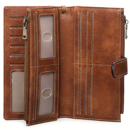 Ladies' Wallet Featuring a Double Zipper Compartment, Designed for RFID Protection, Serves As a Card Holder And Clutch Bag, Equipped with Numerous Card Slots, Ample Storage Space, Includes a Wrist Strap And Comes in a Gift Box