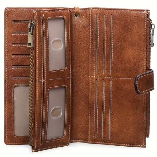 Ladies' Wallet Featuring a Double Zipper Compartment, Designed for RFID Protection, Serves As a Card Holder And Clutch Bag, Equipped with Numerous Card Slots, Ample Storage Space, Includes a Wrist Strap And Comes in a Gift Box