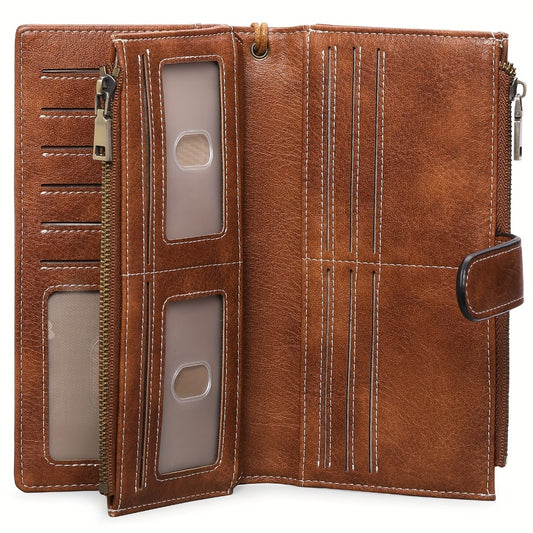 Ladies' Wallet Featuring a Double Zipper Compartment, Designed for RFID Protection, Serves As a Card Holder And Clutch Bag, Equipped with Numerous Card Slots, Ample Storage Space, Includes a Wrist Strap And Comes in a Gift Box