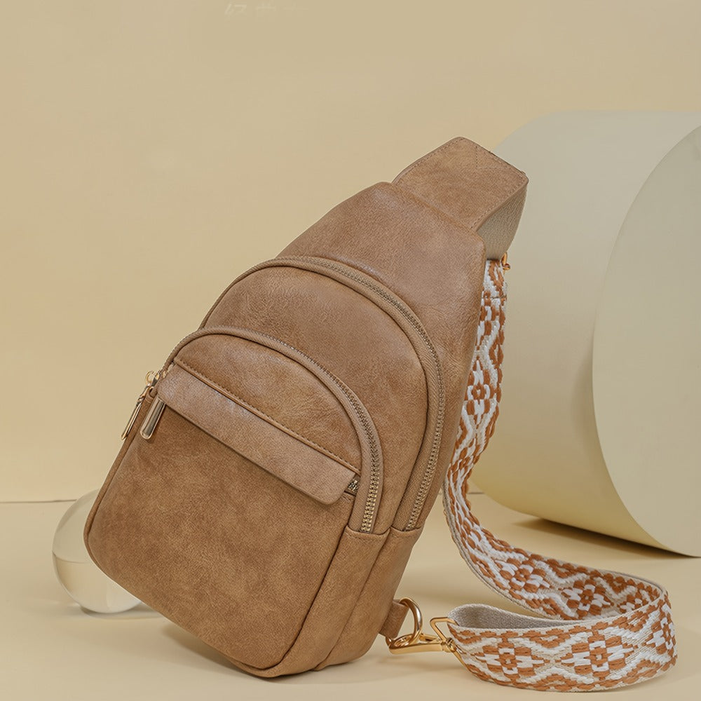 1pc Small Crossbody Sling Bag & Belt Bag for Women & Men - Lightweight PU Backpack/Shoulder Purse with Adjustable Strap, -Fade Technology, Zipper Closure, Hands-Free Travel Bag () - Stylish for, Shopping, Outings