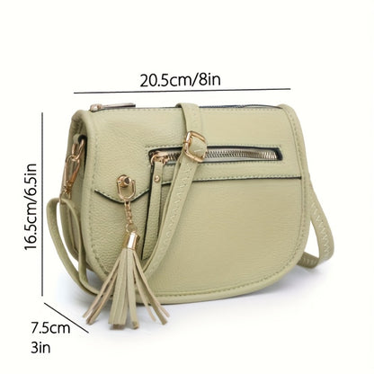 Tepilte Women's PU Sling Shoulder Bag, A Trendy Small Crescent-shaped Bag, Lightweight Travel Backpack with Tassels, Available In Multiple Colors, Makes A Perfect Gift.