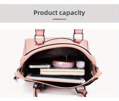 2026 4pcs Set PU Minimalist Style Women's Bag Set, Lightweight Women's Shoulder Bag, Large Capacity Women's Crossbody Bag Tote Bag with Cat Tassel Decoration, Suitable As A Gift, Game Day Bag, Football Fan Gear for All Fans