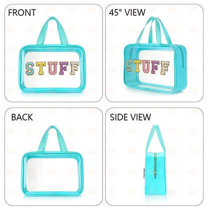 Essential for Viewers, This PVC And Portable Makeup Bag Features The Word 'STUFF' in Eye-Catching Embroidered Letters. It'S a Fantastic Storage Solution for Sports Events And Concerts
