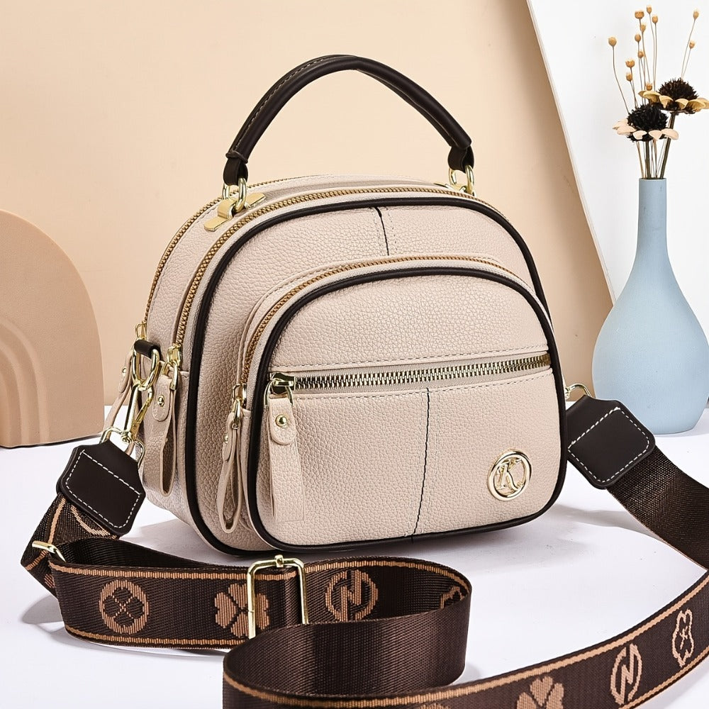 Women's Multifunctional Crossbody & Shoulder Bag - Square Handheld Purse with Wrist Strap, Zipper Closure, Suitable for,, Travel, Casual Outfits - Versatile Everyday Carry