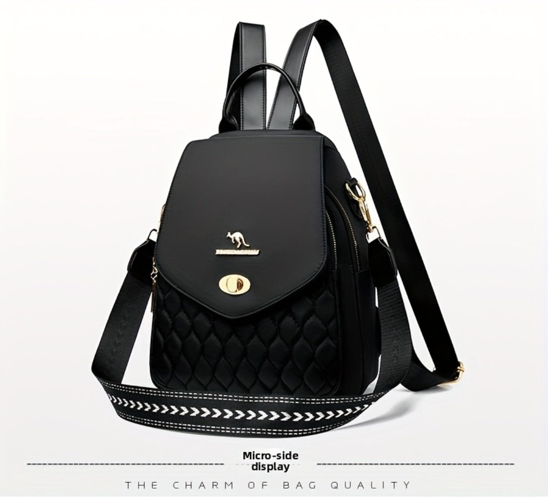 Trendy Urban Fashion Women'S Backpack - High-grade Texture And Pattern Design, Elegant And Practical, Golden Hardware Embellishment, Suitable For Commuting, Leisure, Travel, Ideal Holiday Gift