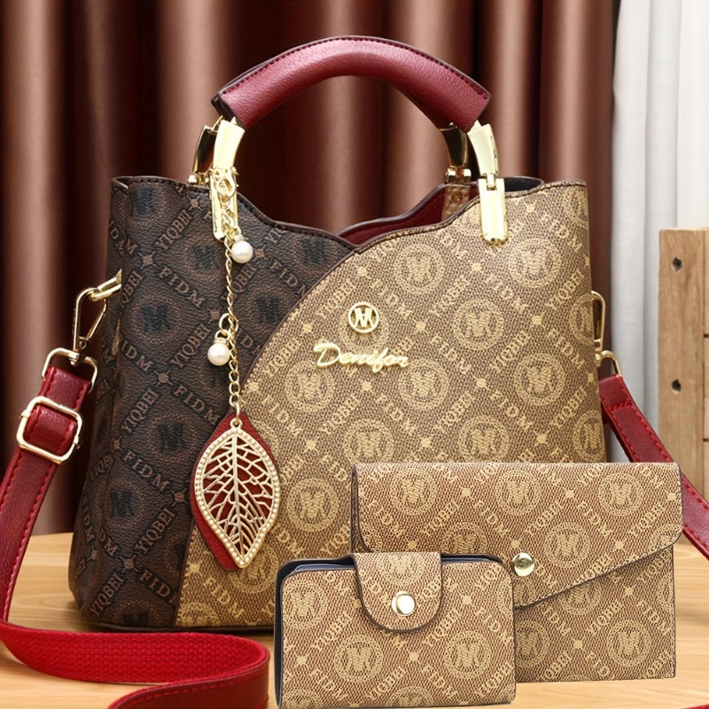 High-End Elegance Elegant Three-Piece Set of Mother-In-Law Bags Easiest for Match High-Quality Satchel Bag Trendy Fashion Travel Presbyopic Women'S Bag