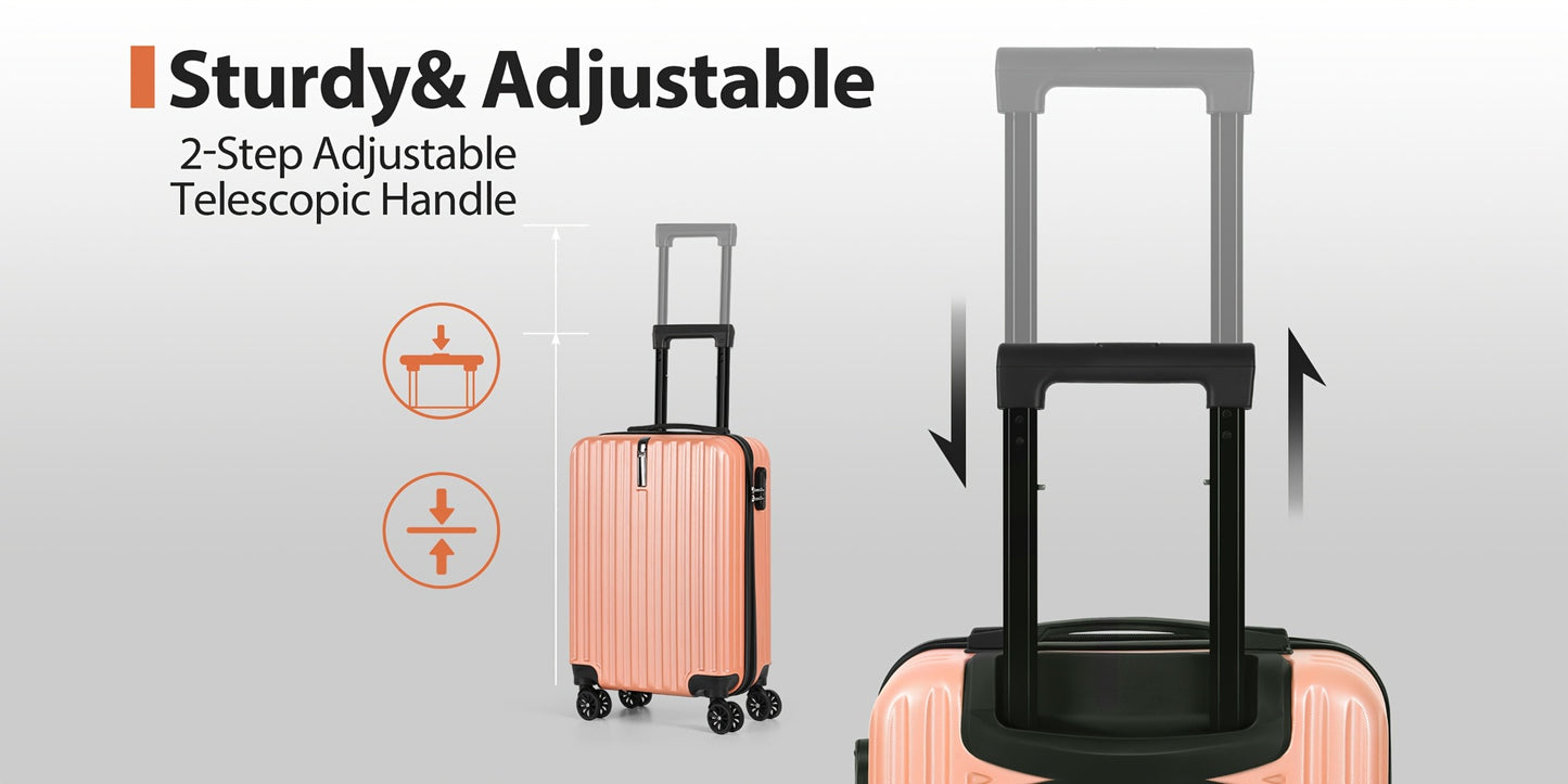 2pcs Luggage Set, 20-Inch Rolling Suitcase & 14-Inch Makeup Bag, Travel Carry-On Trolley Bag with Spinning Wheels & TSA Lock for Business & Leisure Flights. Available In Four Colors.
