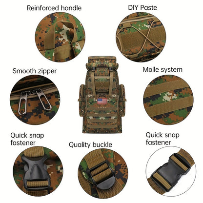 Tactical Outdoor Backpack Unisex, 21.13gal Large Capacity Molle System Rucksack, Multi - Pocket Camping Backpack with Durable 600D Fabric, Ideal for Hiking, Camping, Outdoor Adventures