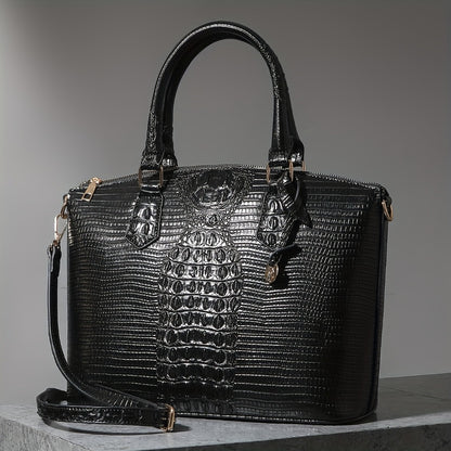 Women'S Work Handbag Featuring a Crocodile Design, a Spacious Crossover Style, And a High-End Fashionable Look. This Elegant Bag Includes a Detachable Shoulder Strap And a Secure Zipper, Making It a Perfect Gift for Christmas Or Thanksgiving