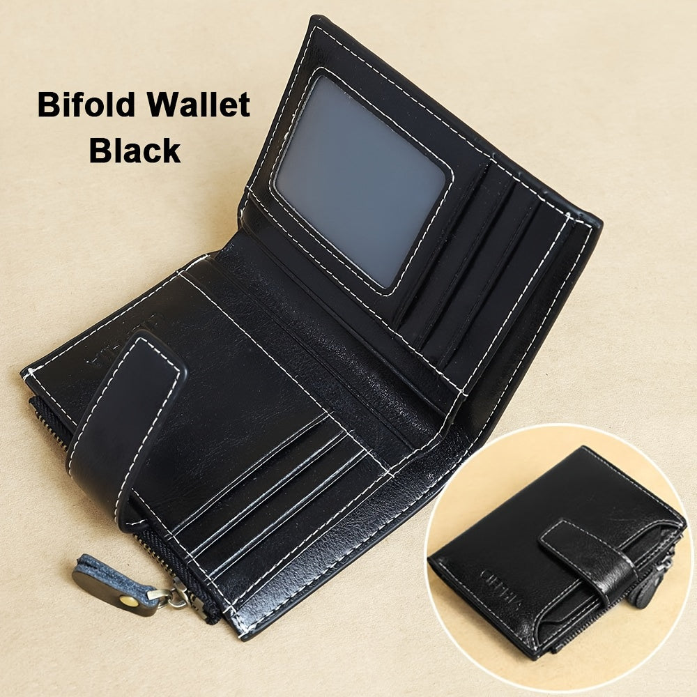 Fashion Genuine Leather Wallets for Women RFID Blocking Wallet Bifold Card Holder with ID Window Zipper Coin Pocket