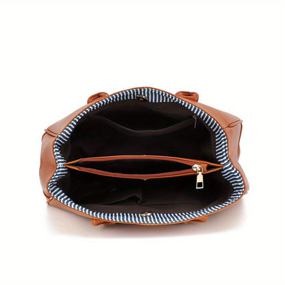 Women's Handbag, Classic Solid Color PU Material, Large-capacity Shoulder Bag, Suitable for Business, Travel, Dinners, Daily Use, and Also the Best Choice for Gifts.