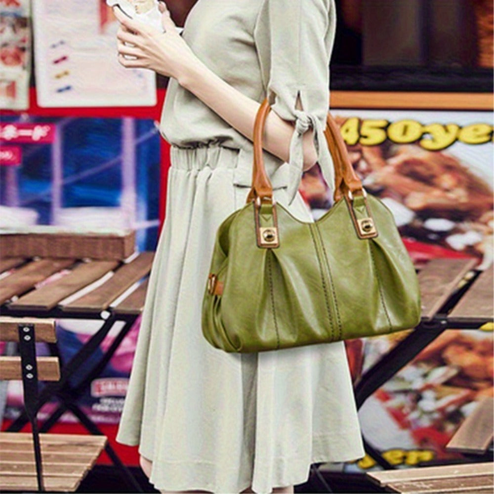 4pcs Vintage Handbag - Large Capacity, Multi-pocket, Women's Casual Tote Shoulder Bag Diagonal Span Bag