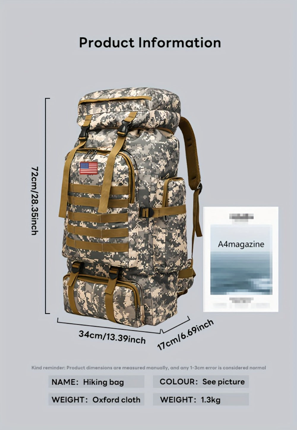 Set of 2pcs 21.13gal Spacious Multifunctional Camouflage Tactical Hiking Backpacks Featuring Various Compartments And a MOLLE System, Ideal for Outdoor Adventures, Camping, Trekking