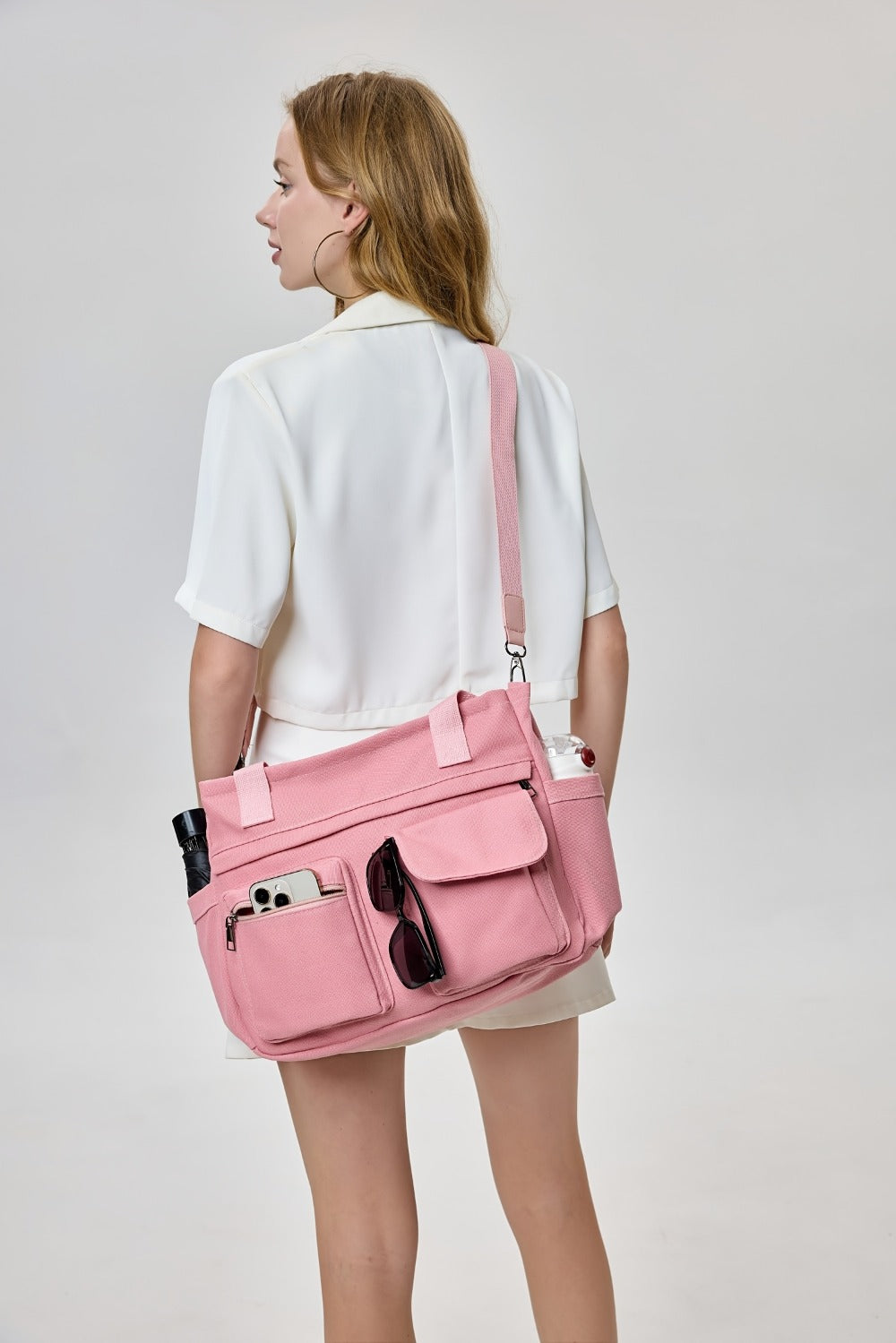 2pcs Set: Women's Large Canvas Tote Bag, Perfect as a Laptop Bag, Crossbody Shoulder Bag, Hobo Messenger Bag, Handbag, Travel Bag, Gym Tote Work Travel