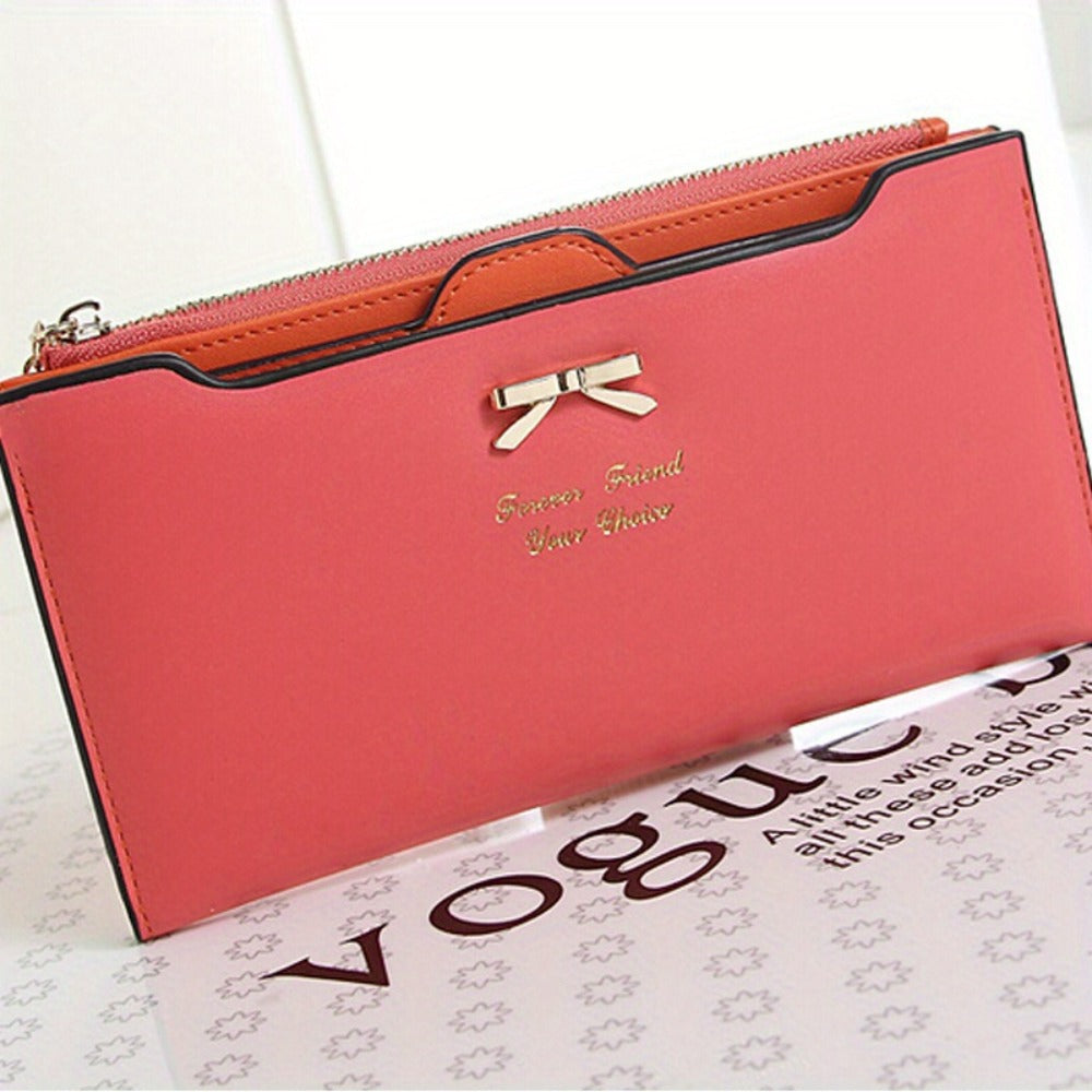 Mini Women's Long Wallet With Multiple Card Slots And Polyester Lining, Simple Coin Purse For Daily Use
