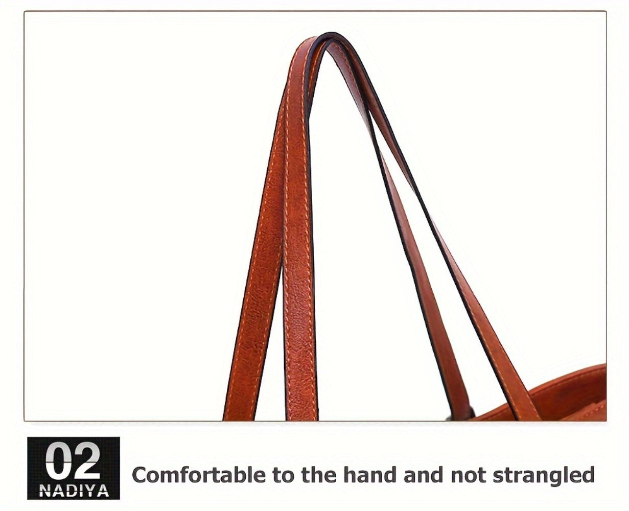 4pcs Retro Women'S Tote Bag, Elegant Pu- Crossbody Bag, Handbag, Shoulder Bag, Wallet, Suitable for Shopping And Dating