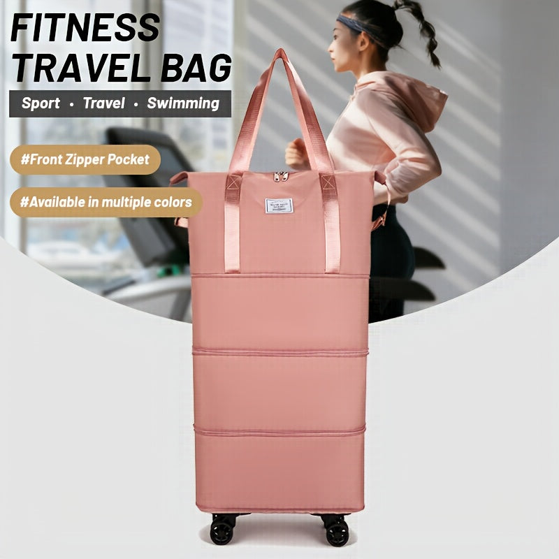 1pc Oxford Fabric Travel Bag - Multifunctional Wheeled Luggage Duffle Bag for Men & Women, with 4 Removable 360° Wheels, Expandable & Foldable Carry-On Luggage, Extra-Large Capacity, Suitable for Moving, Travel & Clothing Storage