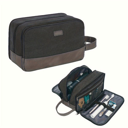Toiletry Bag For Men - Hanging Travel Toiletry Bag, Canvas Dopp Kit With 5 Elastic Pockets, Large-Capacity Organiser, Multiple Colours, Affordable Travel Must-Have Valentine'S Day Gifts