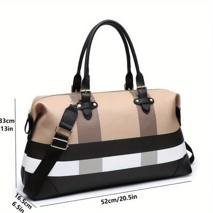 RAGSTO Large Overnight Travel Bag Striped Pattern Handbag Carry-On Luggage Bag Suitable for Vacation, Overnight, Camping, Hiking, Sports And Fitness