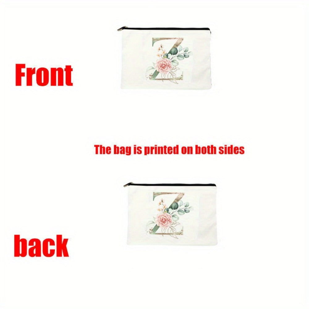 1pc Elegant Floral Bridesmaid Makeup Bag - Wedding Party Organizer with Zipper Closure, Lightweight & Portable Cosmetic Case for Bridesmaids, Floral bridal shower gift (White/, Machine Washable) - Perfect for Bridal Showers, Weddings, Everyday Use