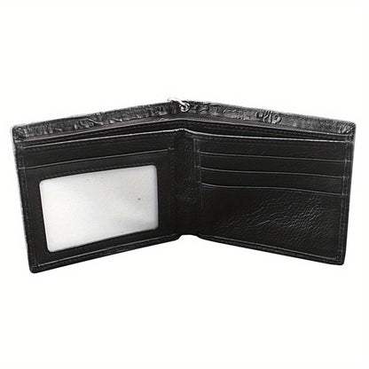 Men's Dragon Vintage Silvery Gray Faux Leather Wallet Card Holder Purse with Chain